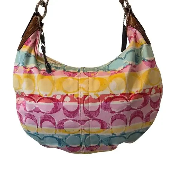 Coach Hamptons Watercolor Scribble Hobo Bag C0985-11754 EUC Purse Y2K 2009 - Picture 4 of 16